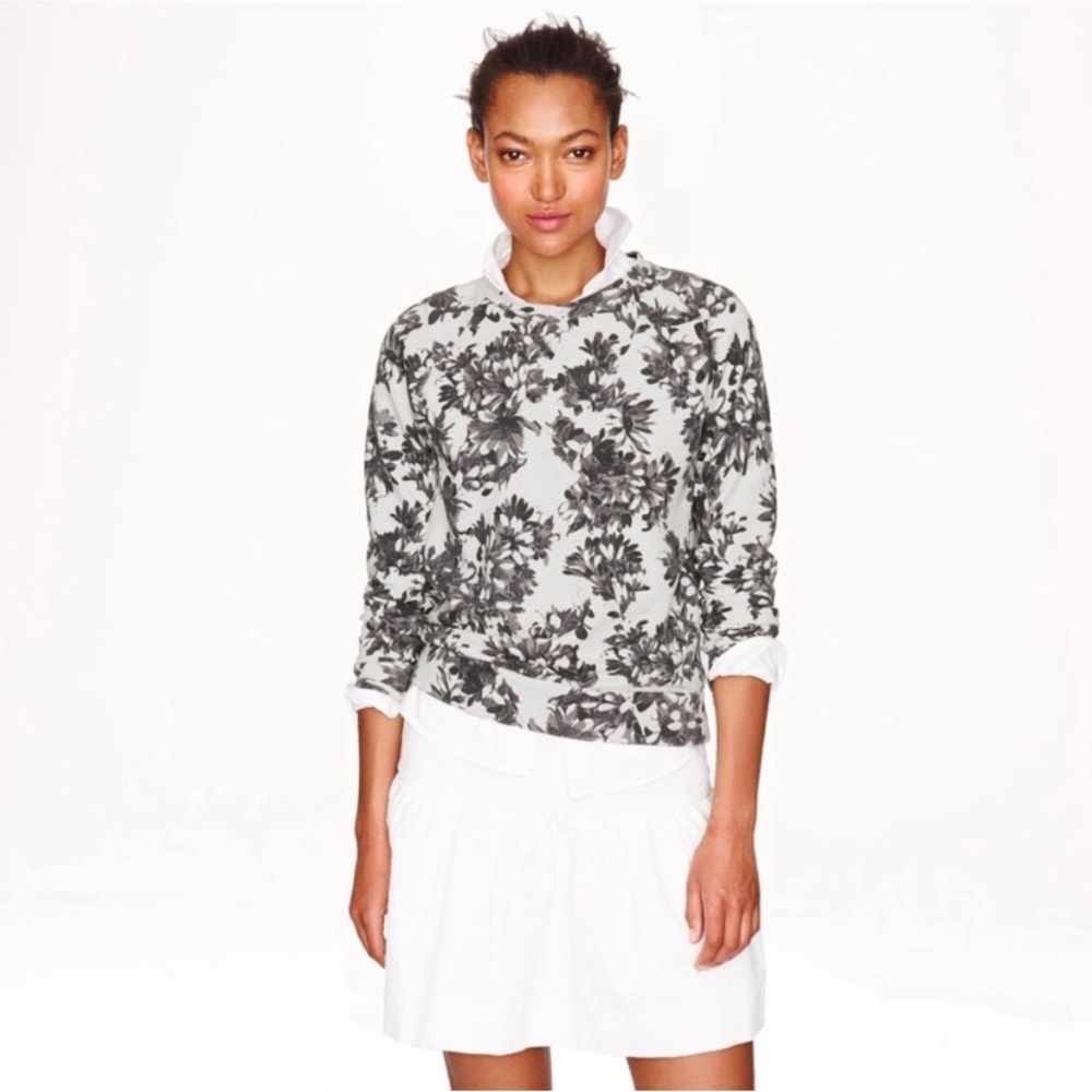 J. Crew Grey Floral Crewneck Sweatshirt